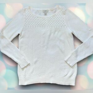 Off white sweater LOFT Medium crochet look